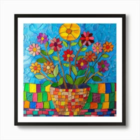 Mosaic Flower Painting 1 Art Print