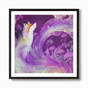 Enchanted Spirit Fox Lilac Art Print