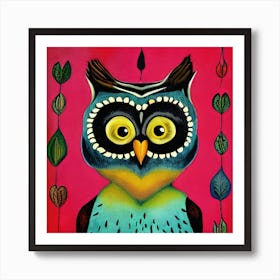 Deco Owl Painting Art Print