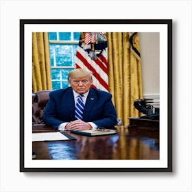President Trump At The Oval Office Art Print