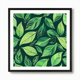 Green Leaves Seamless Pattern Art Print