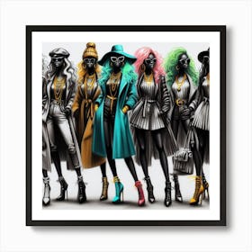 Black Women In Fashion Art Print