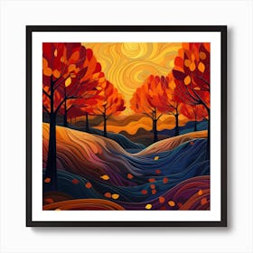 Autumn Landscape Painting Art Print