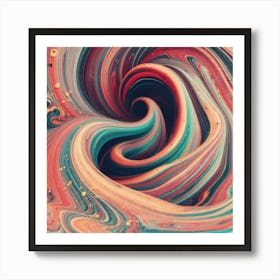 Close-up of colorful wave of tangled paint abstract art 3 Art Print