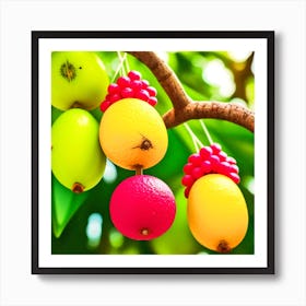 Tropical Fruits On A Tree Art Print