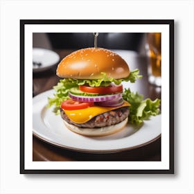 Hamburger On A Plate 58 Art Print