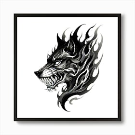 Wolf Head Tattoo 10 Art Print