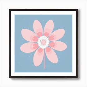 A White And Pink Flower In Minimalist Style Square Composition 560 Art Print