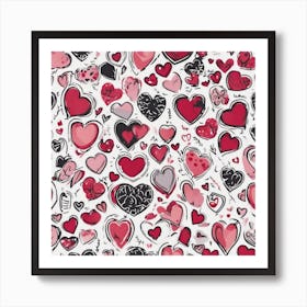 Hearts On A White Background Art Print