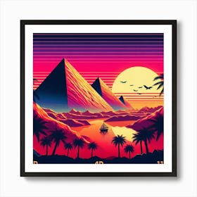 Egyptian Pyramids Sunset 2 Art Print