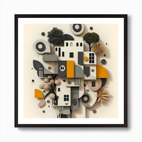 Bauhaus style rectangles and circles in black and white 12 Art Print