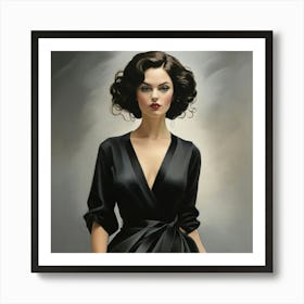 Woman In Black Dress Art Print 3 Art Print