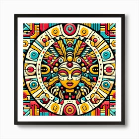 Aztec Art Vibrant African Motifs Painting Art Print