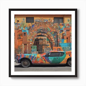 Car Mural In Mexico City Art Print