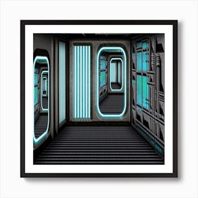 Futuristic Corridor Explore Outer Space Sci Fi Fantasy Art Print