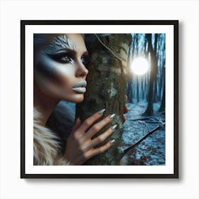 Beautiful Woman In The Forest 1 Art Print