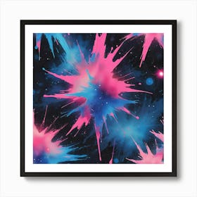 Pink And Blue Splatters Art Print