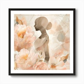 Portrait Of A Woman With Flowers 3 Art Print