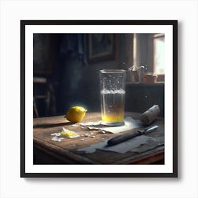 Glass Of Lemon Art Print