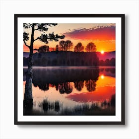 Sunset On The Lake Art Print