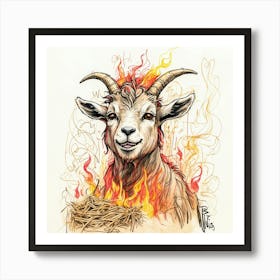 Goat On Fire 22 Art Print