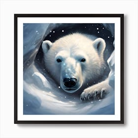 Polar Bear in his Burrow Art Print