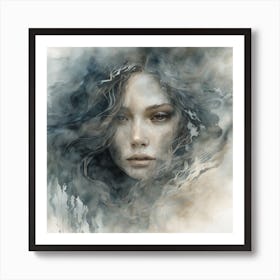 Girl In The Rain Art Print