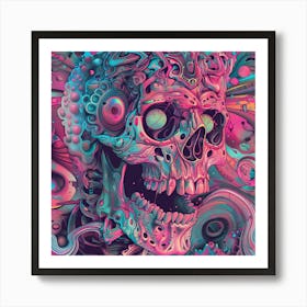 Skull Psychedelic Art Art Print