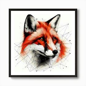 Fox Head - Abstract Line Art Illustration 291 Art Print