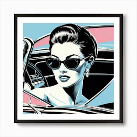 Girl In A Car Art Print