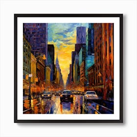 New York City At Dusk Art Print