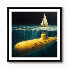 Submarine In The Ocean Art Print