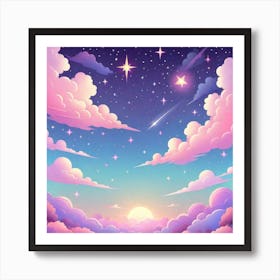 Sky With Twinkling Stars In Pastel Colors Square Composition 129 Art Print