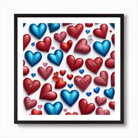 Seamless Pattern Of Hearts Art Print