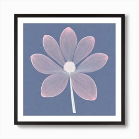 A White And Pink Flower In Minimalist Style Square Composition 599 Art Print