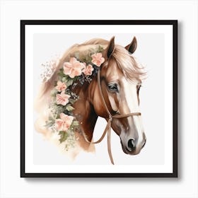 Horse Head With Flowers 1 Art Print