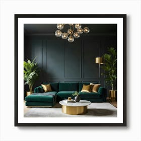 Emerald Green Velvet Sofa Art Print