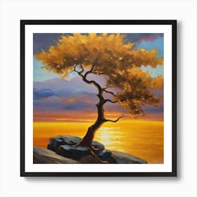 Lone Tree At Sunset 3 Art Print