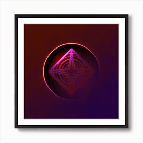 Geometric Neon Glyph on Jewel Tone Triangle Pattern 175 Art Print