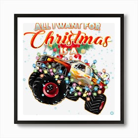 Monster Truck For Christmas Art Print