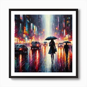 Rainy Night In New York City Art Print