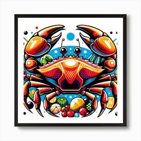 Crab With Fruits And Vegetables Art Print