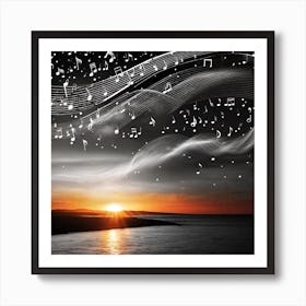 Sunset With Music Notes 3 Art Print