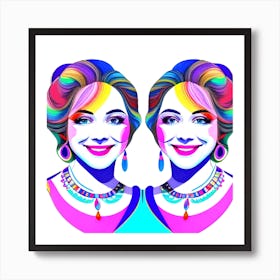 Two Women With Colorful Hair 3 Art Print