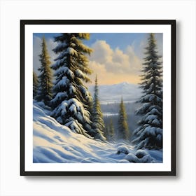 A Scottish Landscape, The Highlands in the Snow 3 Art Print