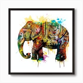 Elephant water colour Painting Art Print