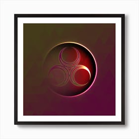 Geometric Neon Glyph on Jewel Tone Triangle Pattern 238 Art Print