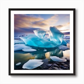 Icebergs At Sunset 13 Art Print