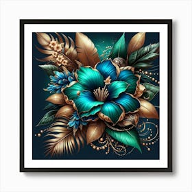 Blue Hibiscus Flower Art Print