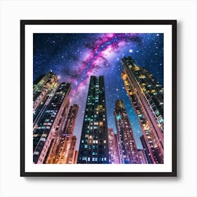 Skyscrapers And Milky Art Print